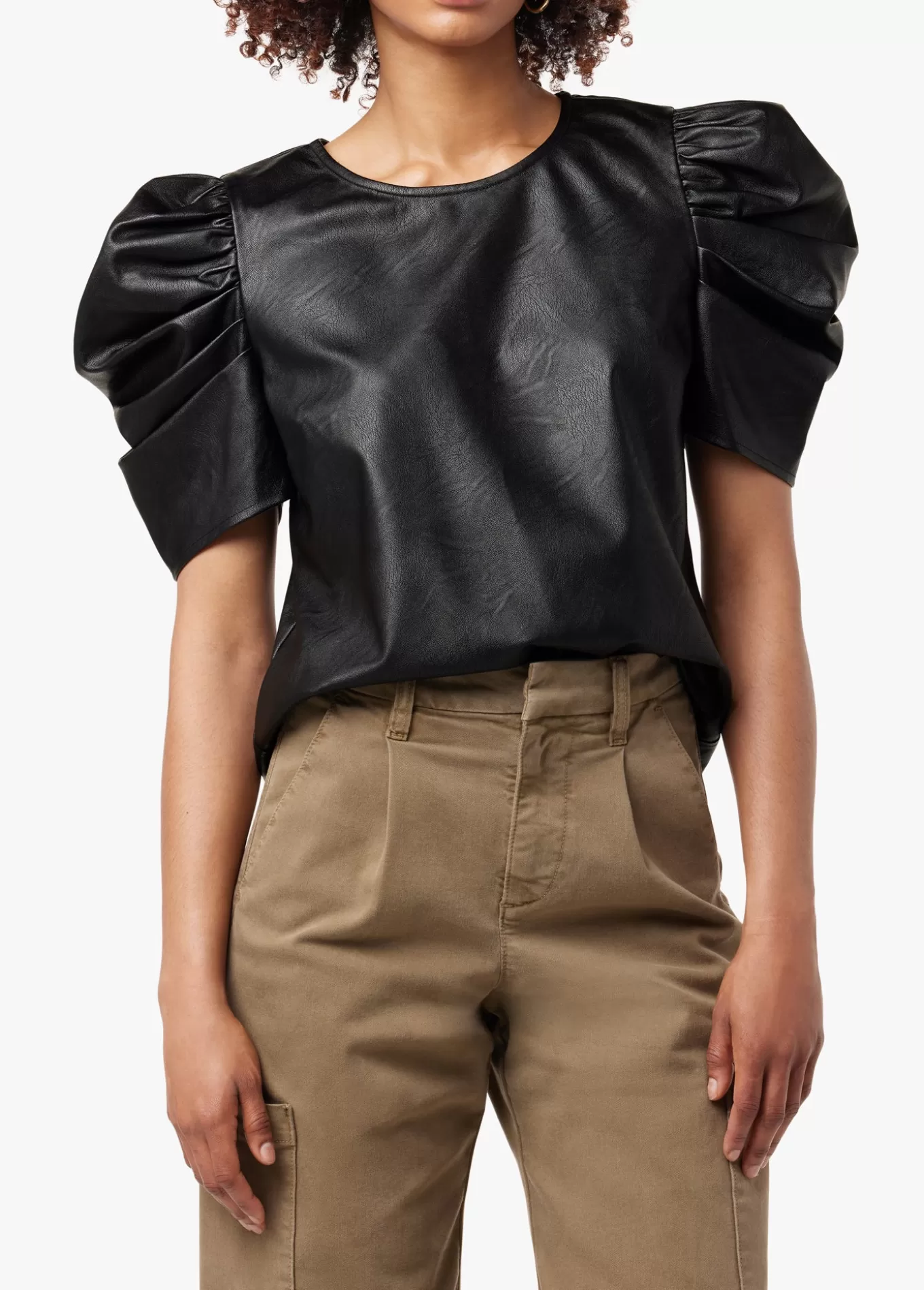 Women Joe’s Jeans KIRA VEGAN LEATHER PUFF SLEEVE TOP